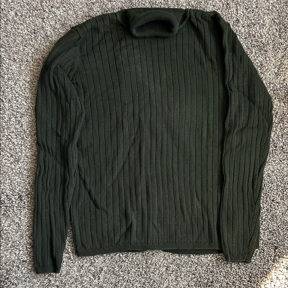 Eddie Bauer Vintage Dark Green Ribbed Turtleneck Sweater